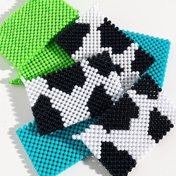 NWOT Beaded Card Holder - Aesthetic Handmade Cow Print Wallet | Card Sleeve - Picture 2 of 8